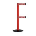 Montour Line Retractable Dbl Belt 2.5" Red Post , Low Base, 11' Close..Belt MSX630D-RD-THISLRW-110